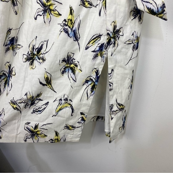 Tanya Taylor Alyna Floral Linen Blend Midi Dress Sweetheart Neckline White - Picture 5 of 9